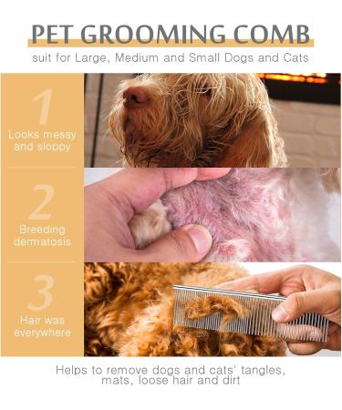 Stainless Steel Pet Grooming Comb for Dogs & Cats | Rounded Teeth Comb for All Sizes - 19x5 cm - Buy Online on GoSupps.com