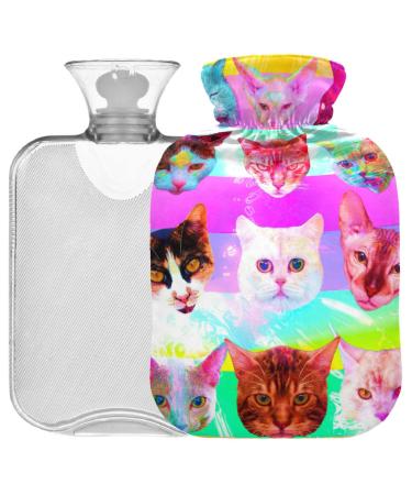 Oarencol Colorful Hot Water Bottle with Cover 2L Rainbow Stripes for Pain Relief Cramps