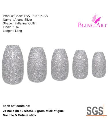 Shop Bling Art False Nails - Gel Glossy Ballerina Coffin 24 Long Tips with Glue (Ariana Gel) - International Shipping - Buy Online on GoSupps.com