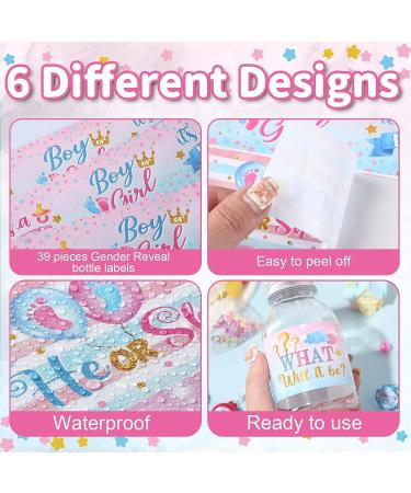 39 Pieces Baby Gender Reveal Water Bottle Labels | Gender Reveal Party Favors & Decorations - Buy Online on GoSupps.com