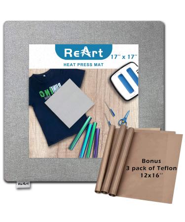 ReArt Heat Press Mat 17 x 17 for Cricut Easypress Both Sides Applicable - Mat for Heat Press Machines and HTV and Iron On Projects