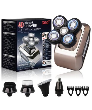 Head Shaver for Bald Men: Detachable Bald Head Shavers with 5D Rotary Rozar - Electric 5-in-1 Head Shaver for Bald Men - Cordless Waterproof Rotary Head Shavers