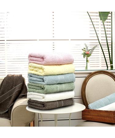 Aibaser Bamboo Cotton Bath Towels - 27x54 inch - 6 Piece Set - Ultra Absorbent - White Bath Towels - Buy Online on GoSupps.com