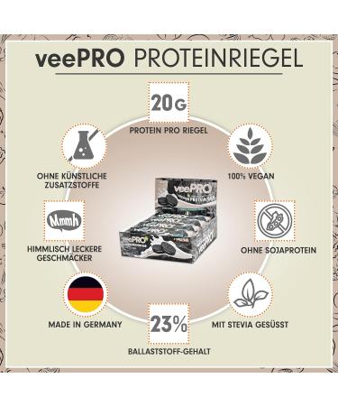 Vegan Protein Bar Cookies & Cream - 20g Protein 27% Fiber - Gluten-Free Low Carb - 12x74g - Incredibly Delicious VePro  - Buy Online on GoSupps.com