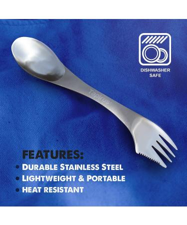 Tapirus 5-in-1 Spork Of Steel Utensils Set - Durable Rust-Proof Stainless Steel for Camping, Fishing, Hunting & Outdoor Activities - Includes Spoon, Fork, Knife, Bottle Opener & Carrying Case - Buy Online on GoSupps.com