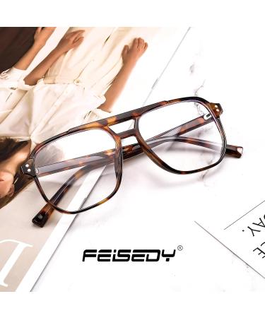 Feizedy Retro 70s 80s Blue Light Filter Glasses for Women & Men - Stylish PC Gaming Glasses with Blue Light Blocking B2866 Leopard 54mm - Buy Online on GoSupps.com