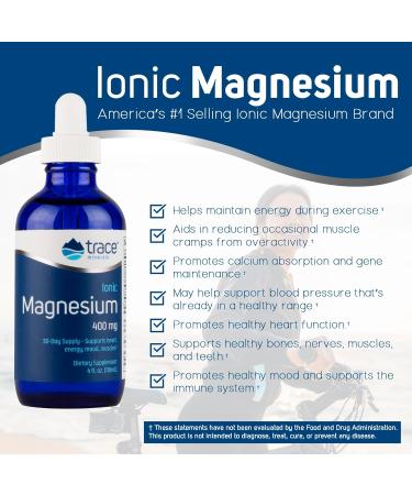 Trace Minerals Liquid Ionic Magnesium 400mg - 4 fl oz (Pack of 2) | Supports Blood Pressure, Heart Health, Mood, Sleep, Energy, Muscle Strength | 64 Servings - Buy Online on GoSupps.com