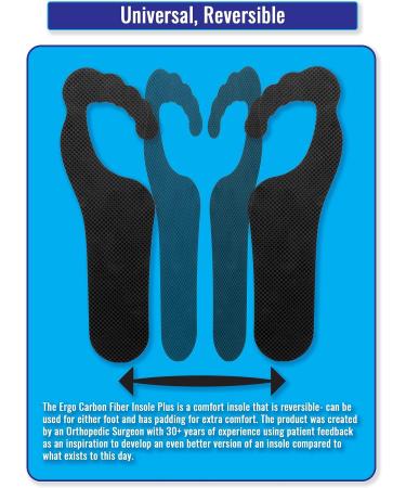Ergoactives Carbon Fiber Insole Plus - Rigid with Padding for Men and Women - Alleviates Morton's Neuromas, Plantar Fasciitis - Size M 9-12, W 7-9 - 1 Unit - Buy Online on GoSupps.com