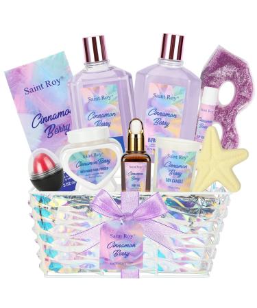 Cinnamon Berry Spa Gift Set for Women  11Pcs Relaxing Bath and Body Gift Sets  Birthday Gifts with Bubble Bath  Body Oil  Candle  Bath Soak Powder  Lip Stick  Gel Eyemask  Home Spa Gift Basket - Buy Online on GoSupps.com
