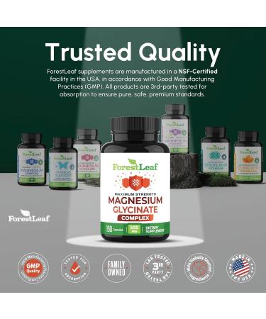 Magnesium Glycinate 500mg Complex - Magnesium Supplement Capsules for Sleep and Calmness - Non-GMO 3rd Party Tested - 150 Pills for Women & Men by ForestLeaf - Buy Online on GoSupps.com