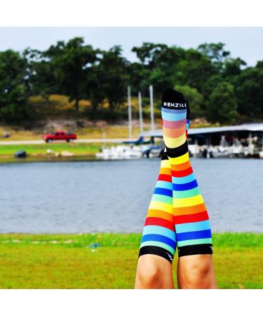 NEWZILL Rainbow Stripes Compression Socks 20-30 mmHg for Women & Men - Large-X-Large - Buy Online on GoSupps.com