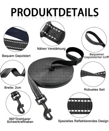 Demigreat Reflective Dog Training Leash - 3m to 20m Durable Lines with Padded Handle for All Dog Sizes - Buy Online on GoSupps.com