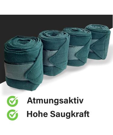 Fleece Bandages for Horses - Velcro Fastener 4-Set with Storage Bag | Dark Green for Shetland Pony (Shetty) - Buy Online on GoSupps.com