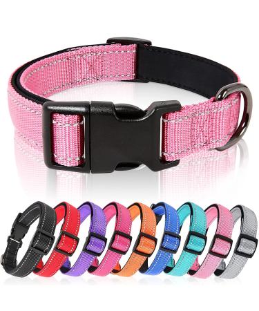 Heele dog collar collar for small dogs dog collar made of nylon reflective collar dog with soft neoprene padded for puppies small dogs pink XS XS: longitudinal 20-30 cm (1 Pack) pink