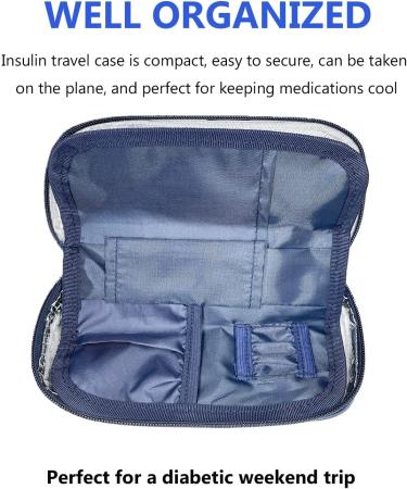 Insulin Cooler Travel Case for Diabetics - Portable, Waterproof Supply Bag with Insulation Liner, 2 Ice Packs - 6-8 Hours Cooling - Navy - Buy Online on GoSupps.com