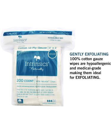 Intrinsics Petite Cotton 12-Ply Gauze 2x2 - 200 Count Med-Esthetic 100% Naturelle Cotton - Pack of 200 - Buy Online on GoSupps.com