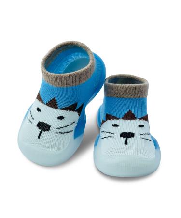 Dookeh Baby Shoes Boys Girls First Walking Shoes Soft Sole Sneakers Toddler Infant Babygirl Sock Shoes 9-12 Months A3 Blue