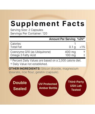NatureBell CoQ10 400mg with Omega 3 Fatty Acids & Taurine Capsules 1,000mg Per Serving Bundle Pack | Stable High Absorption Form | Essential Amino Acids Supplement - Buy Online on GoSupps.com