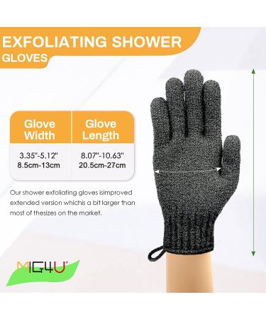 MIG4U Exfoliating Shower Gloves 2 Pairs - Medium to Heavy Body Dead Skin Removal - Deep Exfoliate Sponge Loofah for Women and Men - Classic Black (4 PCS) - Buy Online on GoSupps.com