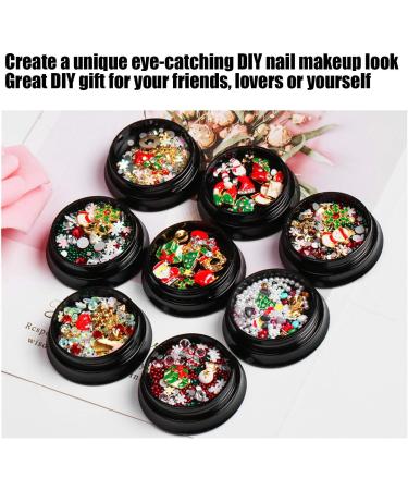 8 Boxes Christmas Nail Art Rhinestones mixed nail art Christmas nail accessories Metal Nail Studs for Christmas Nails Art Decoration Supplies - Buy Online on GoSupps.com