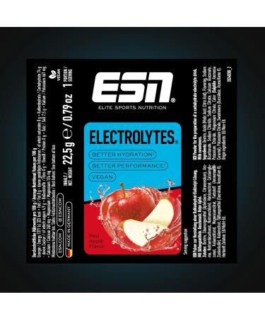 ESN Electrolytes Pro - Red Apple Flavor 15 x 22.5g | Vegan Hydration & Performance | High-Quality Electrolytes Made in Germany - Buy Online on GoSupps.com