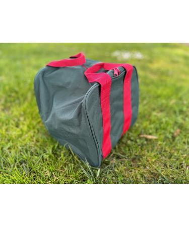 BuyBocceballs Listing - Heavy Duty Nylon Bocce Bag - Green with red handles
