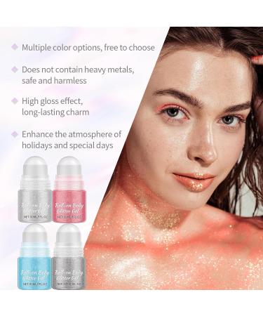  Utapossin Roll-on Body Glitter Gel Multi-purpose Glitter Gel for Makeup on Body Face Hair and Eyes Body Shine for Concerts Festivals Rave Parties (White) - Buy Online on GoSupps.com