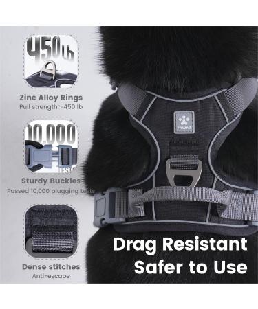 Pawaii Dog Harness for Small Dogs - Adjustable Breathable & Anti-Pull - Reflective Design - Perfect Fit (Chest: 43cm-55cm) - Davys Gray - Buy Online on GoSupps.com