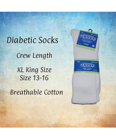 Men's Diabetic Socks King Size 13-16 Crew Length - 12 Pairs White - Buy Online on GoSupps.com