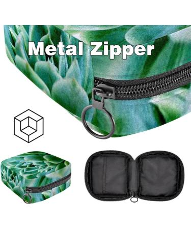 Menstrual Pad Bag with Zipper - Stylish Tampons Collection Pouch for Women & Girls | Green Succulents Design - Buy Online on GoSupps.com