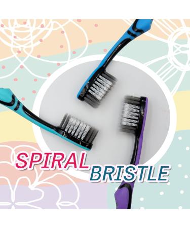 YARIN Slim Soft Charcoal Spiral Toothbrush - Deep Plaque Removal Gentle on Teeth & Tongue | Pack of 3 - International Shipping Available - Buy Online on GoSupps.com
