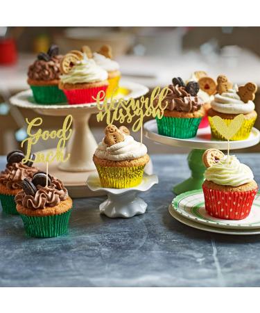 Arthsdite 24Pcs We Will Miss You Cupcake Toppers Glitter Red Love Heart Good Luck Cupcake Picks Retirement Theme Going Away Party Cake Decorations - Gold Glitter Gold Cupcake Toppers - Buy Online on GoSupps.com