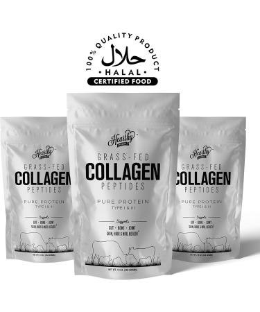 HEARTHY FOODS Collagen Powder - 18g Protein - Pure Halal Collagen Peptides Grass Fed Organic Hydrolyzed Powder | Type I and III Unflavoured Keto Friendly Gluten Free No Sugar Non GMO 16 Oz - Buy Online on GoSupps.com
