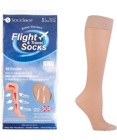 Compression Travel Socks for Men & Women | Supportive DVT Flight Socks - 40 Denier Black & Nature - Buy Online on GoSupps.com