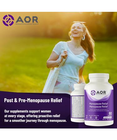 AOR - Menopause Relief 60 Capsules - Pre and Post Menopause Supplement for Women - Irritability Hot Flashes and Night Sweats Relief Supplement - Menopause Support Estrogen Balance for Women - Buy Online on GoSupps.com