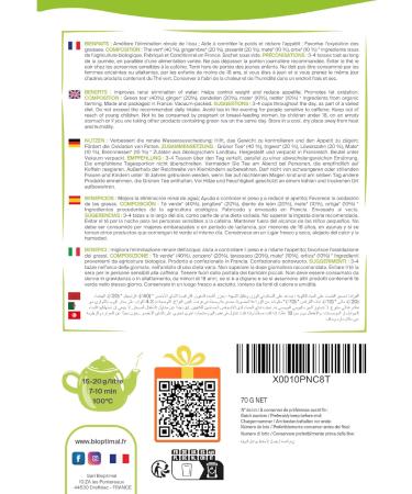 Th Ministur Bio - Infusion Perte de Poids | Th Vert Mat Gingembre Ortie - cocert - 70g - Amincissant & D tox - Livraison Internationale - Buy Online on GoSupps.com
