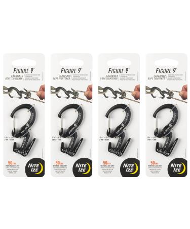 Nite Ize Figure 9 Carabiner Rope Tightener, Small - Black (4-Pack)