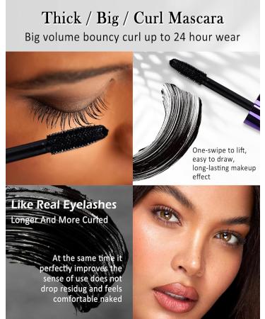 Blue Voluminous Mascara & Waterproof Eyeliner Pen Set- Smudge-Proof Long-Lasting Colored Mascara Liquid Matte Eyeliner 5D Lengthening Curling Thick Lashes Color Mascara Tubing Women Vegan Eye Makeup - Buy Online on GoSupps.com