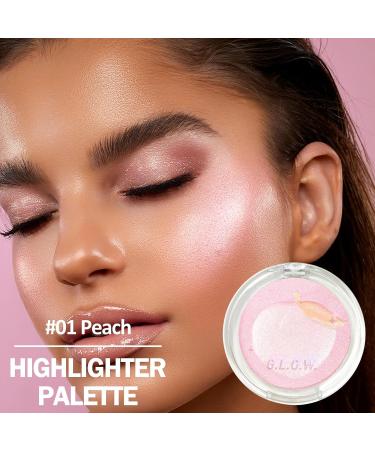Prreal Multi-Color Highlighter Palette - Peach Highlighter & Blendable Brush for Flawless Face Contour Makeup - Buy Online on GoSupps.com