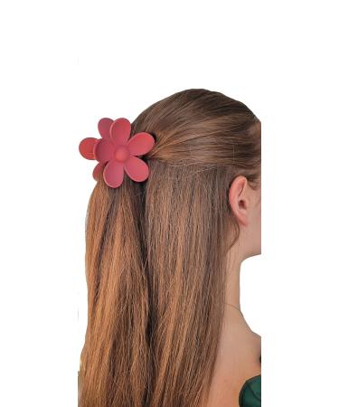 2 Pack Jumbo Flower Claw Hair Clips - Non-Slip Matte Finish - Dark Pink and Teal - Buy Online on GoSupps.com