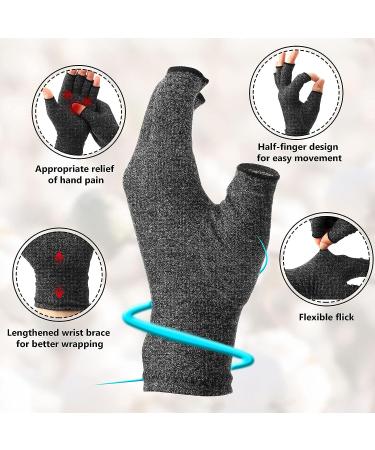 3 Pairs Gray L Compression Craft Arthritis Fingerless Gloves for Joint Relief - Ideal for Quilting, Sewing, Knitting, Typing, and More - Buy Online on GoSupps.com