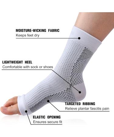 4 Pairs Orthopedic Compression Socks for Women & Men - Ankle Bandages for Plantar Fasciitis Arthritis Heel Spur Neuropathy - Size 38-42 - White - Buy Online on GoSupps.com