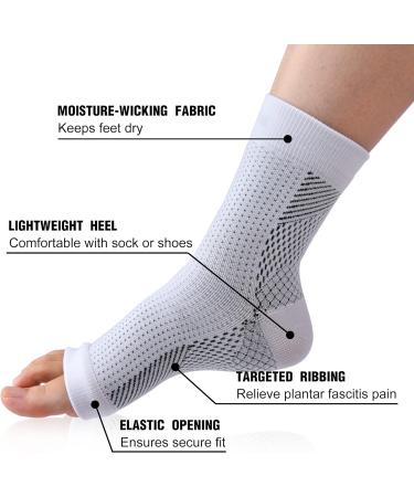Neuropathy & Plantar Fasciitis Compression Socks 4 Pairs - Ankle Support Brace for Pain Relief - Black+White 5-7.5 - Buy Online on GoSupps.com