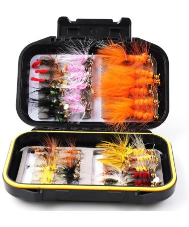 Flying Fishing Assortment Kit - 42-Piece Dry & Wet Flies for Trout Bass Steelhead | Tenkara Popper & Streamer | International Shipping Available - Buy Online on GoSupps.com