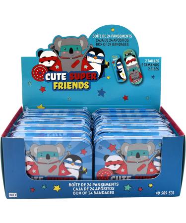 Super Friends Children's Plaster Set - 2 Metal Box 24 Plasters - Beautiful Design Storage for Kids - Perfect for Backpacks & Handbags - Buy Online on GoSupps.com