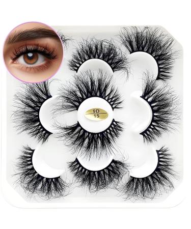 5 Pairs 25mm 3D Mink Lashes Bulk - Faux Natural Mink Lashes Pack Short Wholesales Natural False Eyelashes for Daily and Special Occasions