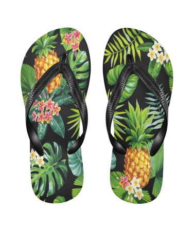 Mnsruu Tropical Palm Leaf Tree Flamingo Bird Flip Flops Flops Flops Sandals Home Home Hotel Spa Bedroom Travel Xs for Men Women X-Small Multi-color