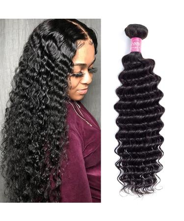 12A Deep Wave Human Hair Bundles 1 Bundle 24 inch Brazilian Deep Water Curly Weave Hair Bundles Unprocessed Virgin Deep Wave Human Hair Bundles Natural Color 100g/bundle 24" Natural Color