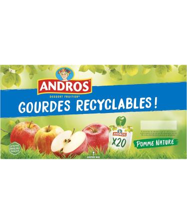 ANDROS - Fruit Compote - Recyclable Bottle - Lightweight - Apple Flavor - Ideal for Kids Snack - 20 Units (Pack of 1) - Buy Online on GoSupps.com
