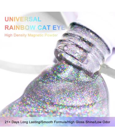 Vettsy Universal Rainbow Cat Eye Gel Nail Polish - Holographic Chameleon Magnetic Gel for Salon Designs & DIY Art - 15ML - Buy Online on GoSupps.com